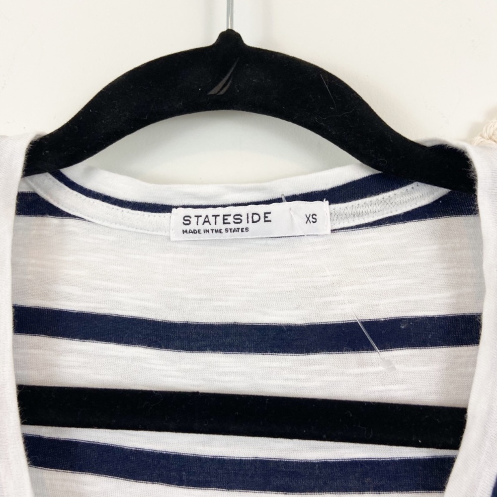 Stateside White Blue Striped Shirt Dress Sz XS - Picture 4 of 7